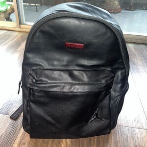Jordan Black and Red Faux Leather Backpack